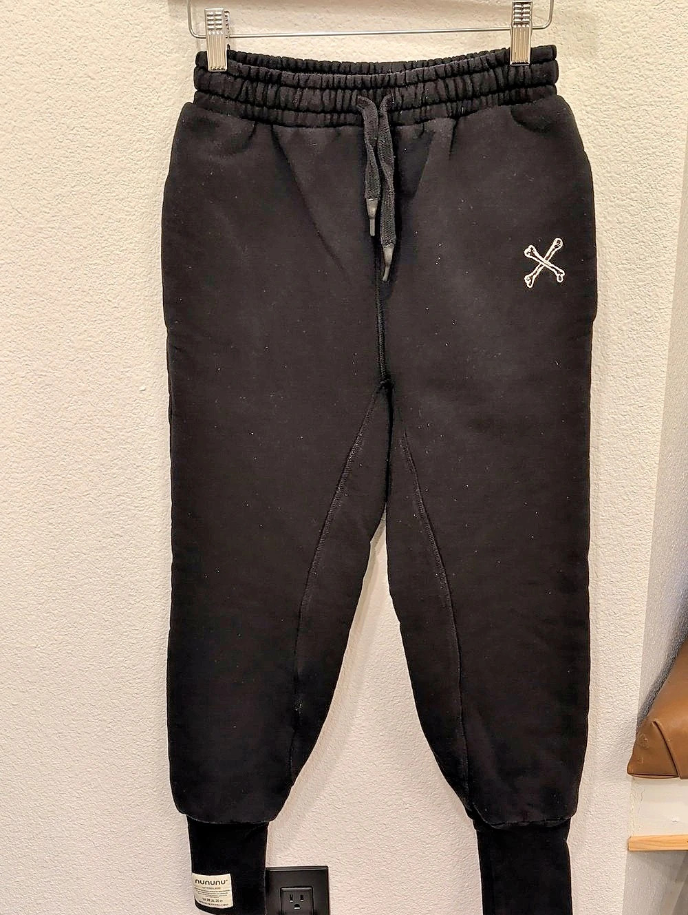 nununu ☠️ Kids Crossbones Heavy Cotton Black Jogger Pants Size 12-14